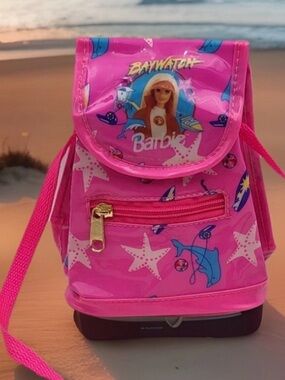 NEW in pkg Vintage 1994 Baywatch Barbie Mini 7” Backpack Purse Vinyl Hot Pink